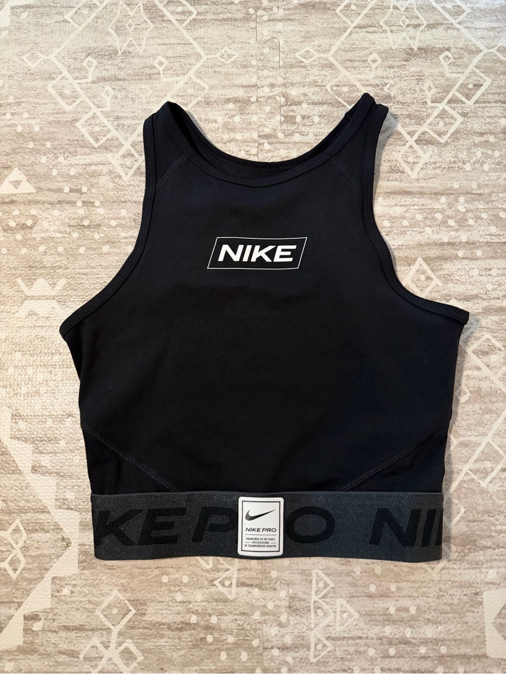 Nike Pro Dri-Fit Black Longline Cropped Tank